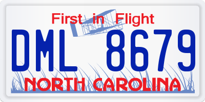 NC license plate DML8679