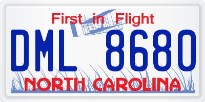 NC license plate DML8680