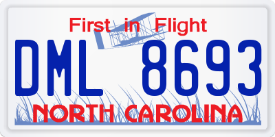 NC license plate DML8693