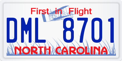 NC license plate DML8701