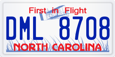 NC license plate DML8708