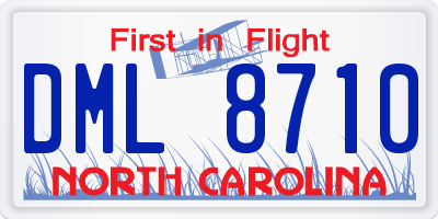 NC license plate DML8710