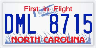 NC license plate DML8715