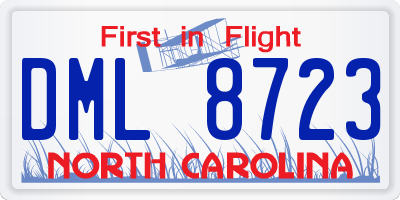 NC license plate DML8723