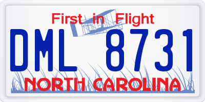NC license plate DML8731