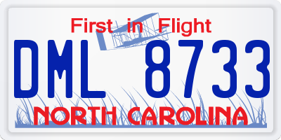 NC license plate DML8733