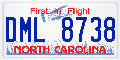 NC license plate DML8738