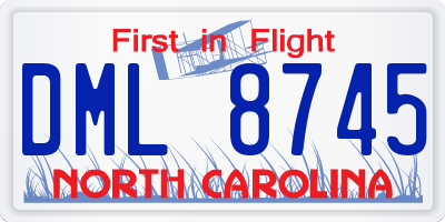 NC license plate DML8745