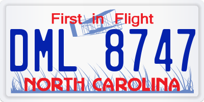 NC license plate DML8747