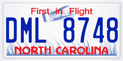 NC license plate DML8748