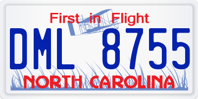 NC license plate DML8755