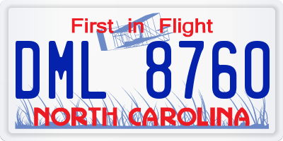 NC license plate DML8760