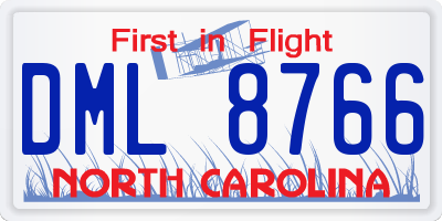 NC license plate DML8766