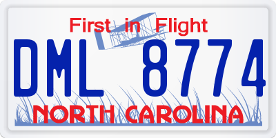 NC license plate DML8774