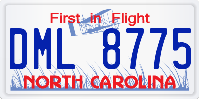NC license plate DML8775
