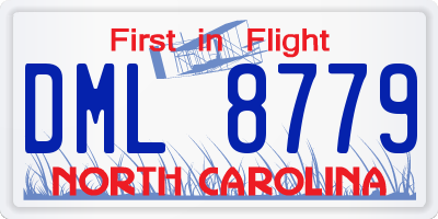 NC license plate DML8779