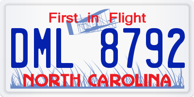 NC license plate DML8792