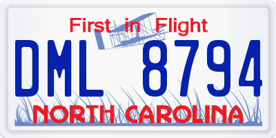 NC license plate DML8794