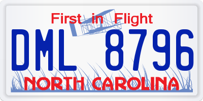 NC license plate DML8796