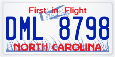 NC license plate DML8798