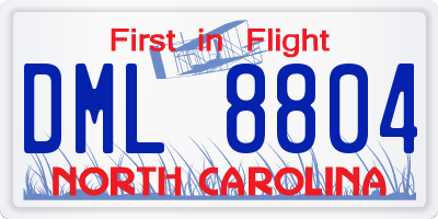 NC license plate DML8804