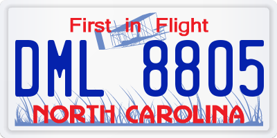 NC license plate DML8805