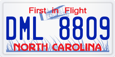 NC license plate DML8809