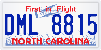 NC license plate DML8815