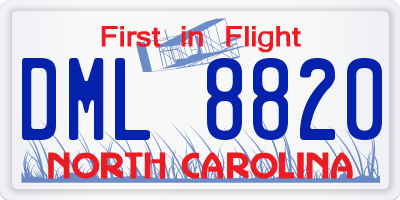 NC license plate DML8820