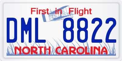 NC license plate DML8822