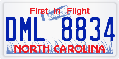 NC license plate DML8834