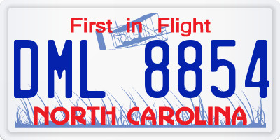 NC license plate DML8854