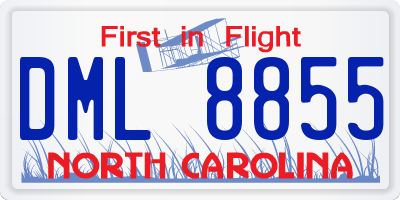 NC license plate DML8855