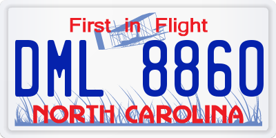 NC license plate DML8860