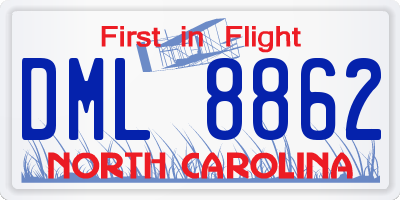 NC license plate DML8862