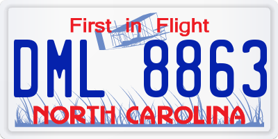 NC license plate DML8863