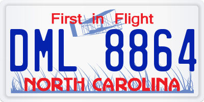 NC license plate DML8864