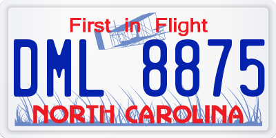 NC license plate DML8875