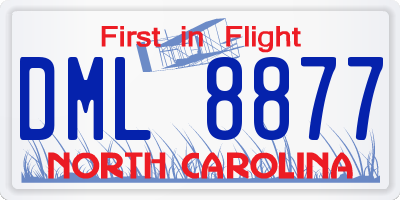 NC license plate DML8877