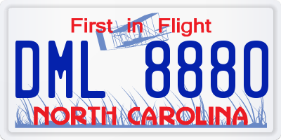 NC license plate DML8880
