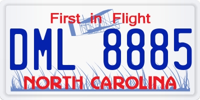 NC license plate DML8885