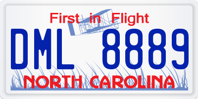 NC license plate DML8889