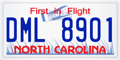 NC license plate DML8901