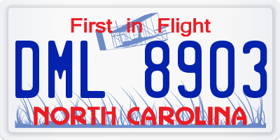 NC license plate DML8903