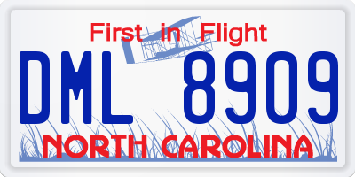 NC license plate DML8909