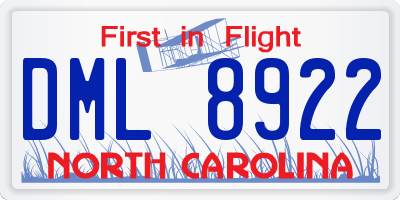 NC license plate DML8922
