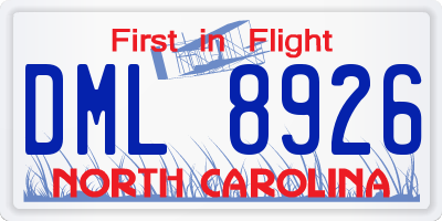 NC license plate DML8926