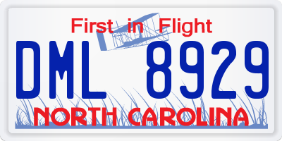 NC license plate DML8929