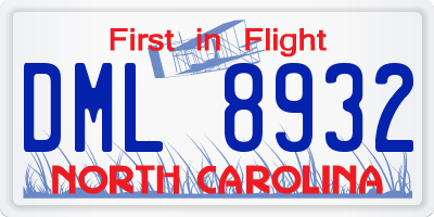 NC license plate DML8932