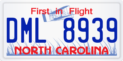 NC license plate DML8939